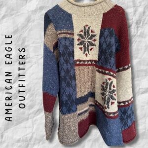 {American Eagle Outfitters} WOOL BLEND Patchwork Sweater